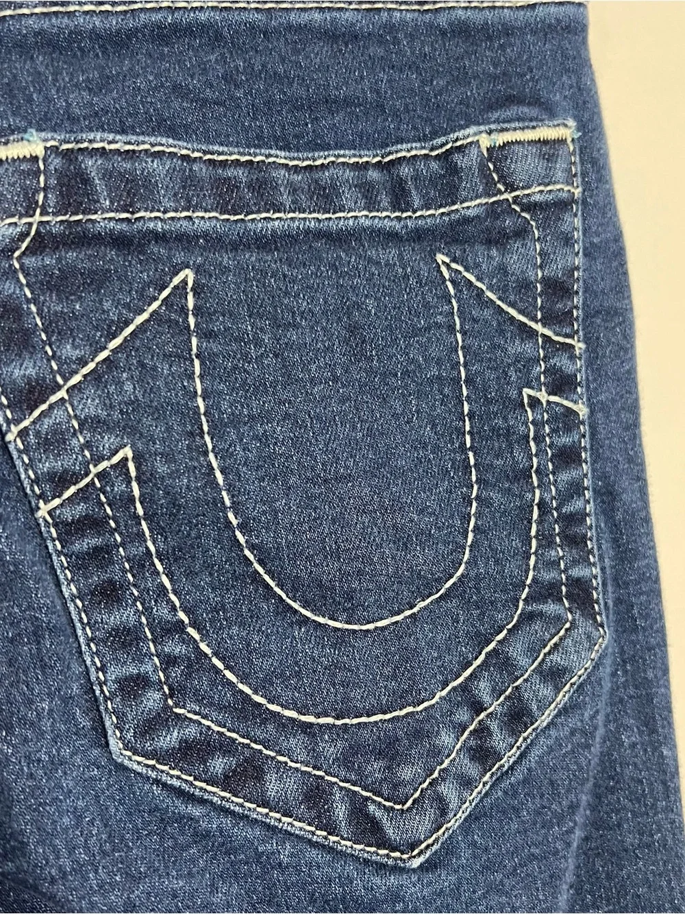 True Religion Ricky Relaxed Straight No Flap Blue White Jeans Mens Size 29